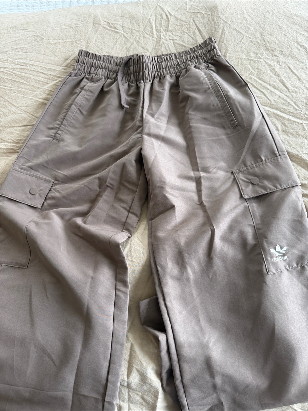 adidas Women’s Taupe Cargo Pants with Trefoil Logo